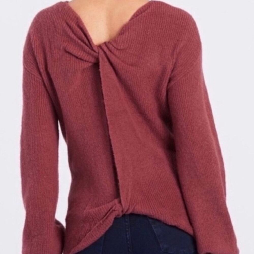 John + Jenn Mari Burgundy Sweater Twist Back Crew Neck Revolve Large
